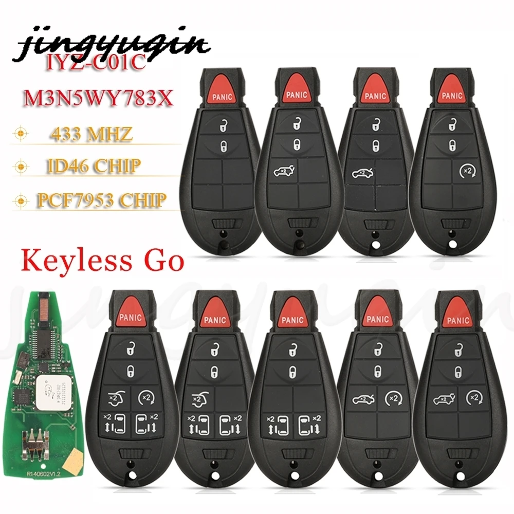 jingyuqin Remote Smart Car Key Keyless Go 433Mhz ID46 For Jeep Grand Cherokee Chrysler Town & Country 300 Dodge Caravan 1YZ-C01C