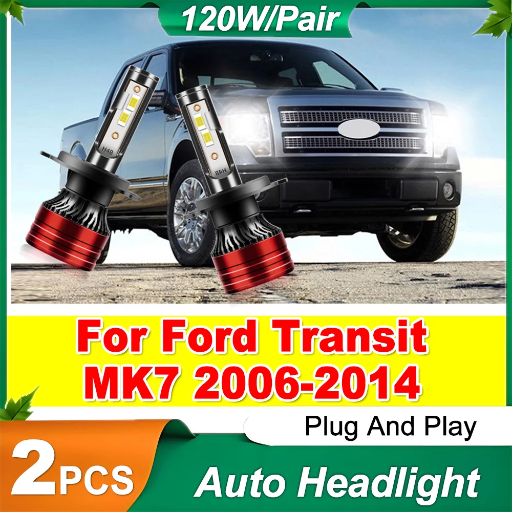 

High Low Beam 3570 CSP Chips H4 Car Bulbs Plug and Play 6500K White Super Bright LED Headlight For Ford Transit MK7 2006-2014