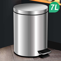 Mirror 7L 8L Stainless Steel Foot Pedal Trash Can for Hotel Bathroom Dust Bin and Kitchen Household School