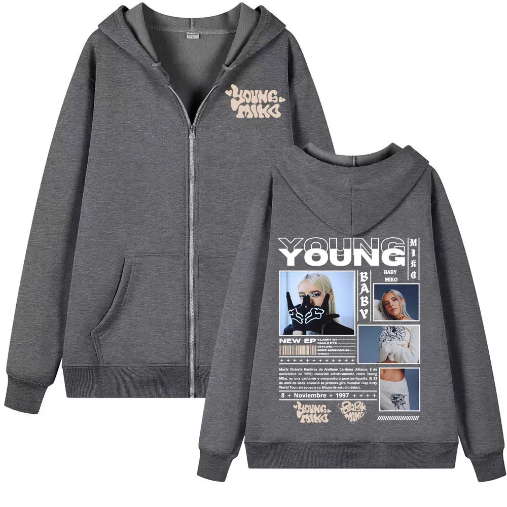 يونغ ميكو بيبي ميكو جولة زمم هوديس الرجال النساء Harajuku الجمالية البلوز سترة عادية Bodywarmer سستة البلوفرات معاطف #2