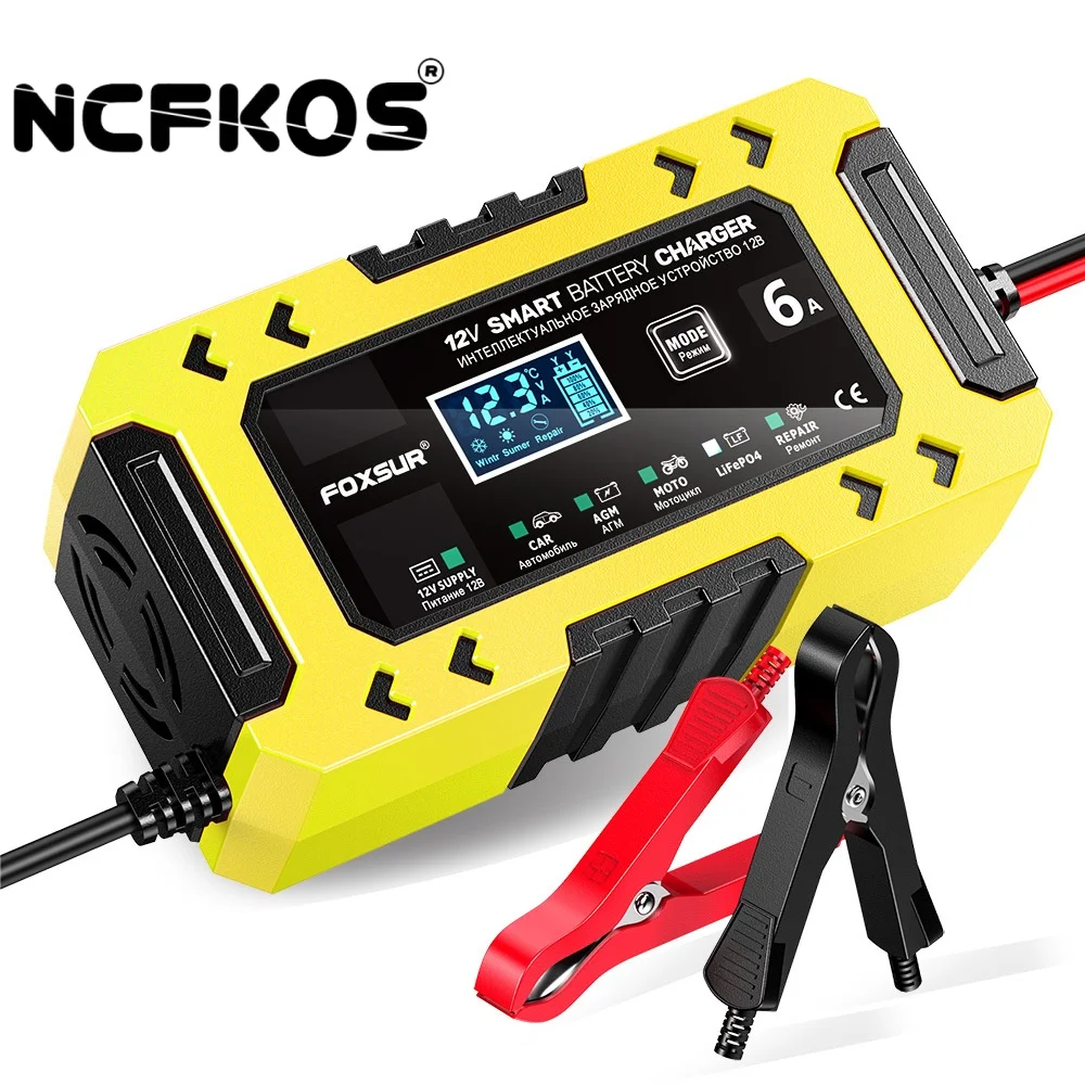 

NCFKOS New Arrival 12V 6A Car Battery Charger 12V 6A Smart Multi-function Universal Power Supply Battery Charger