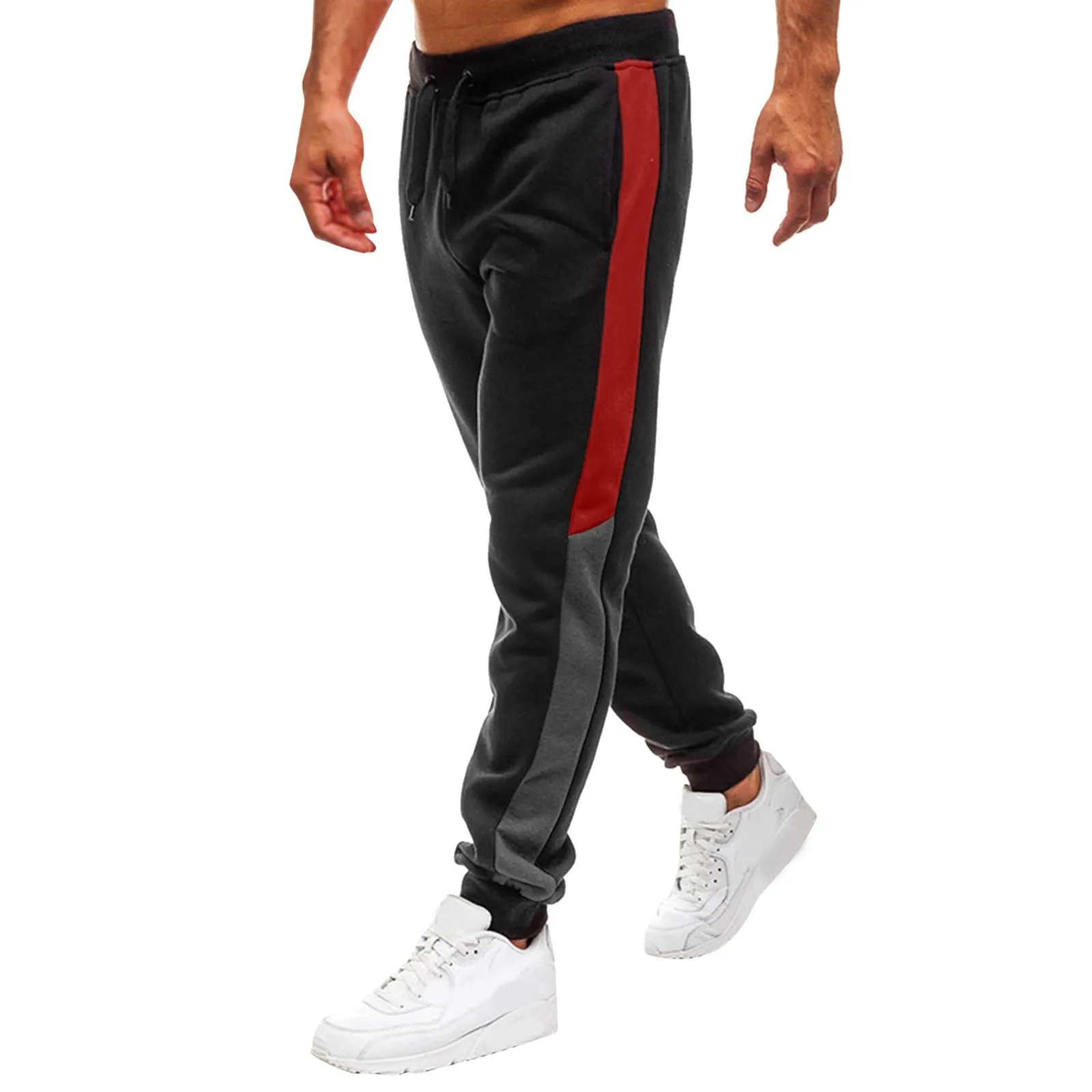 

Men's Cargo Sweatpants Autumn Long Pants Men's Color Blocked Lace Loose Trousers Streetwear Autumn Winter Jogging Fitness Pants
