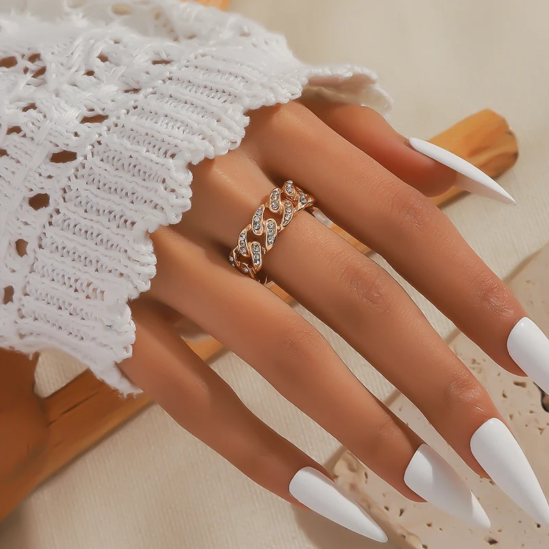 1PCS Neutral Ring Hip Hop Style Cuban Chain Fashion Trend Retro Ring