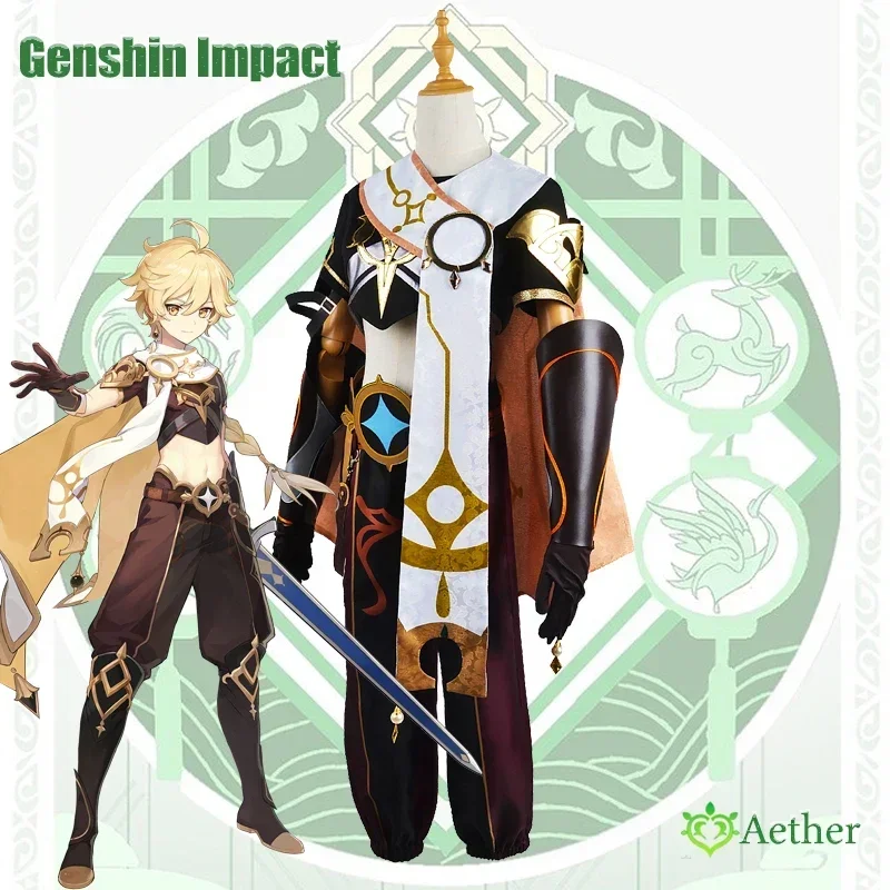 Genshin impacto aether cosplay traje adulto carnaval uniforme peruca anime trajes de festa de halloween masquerade feminino jogo