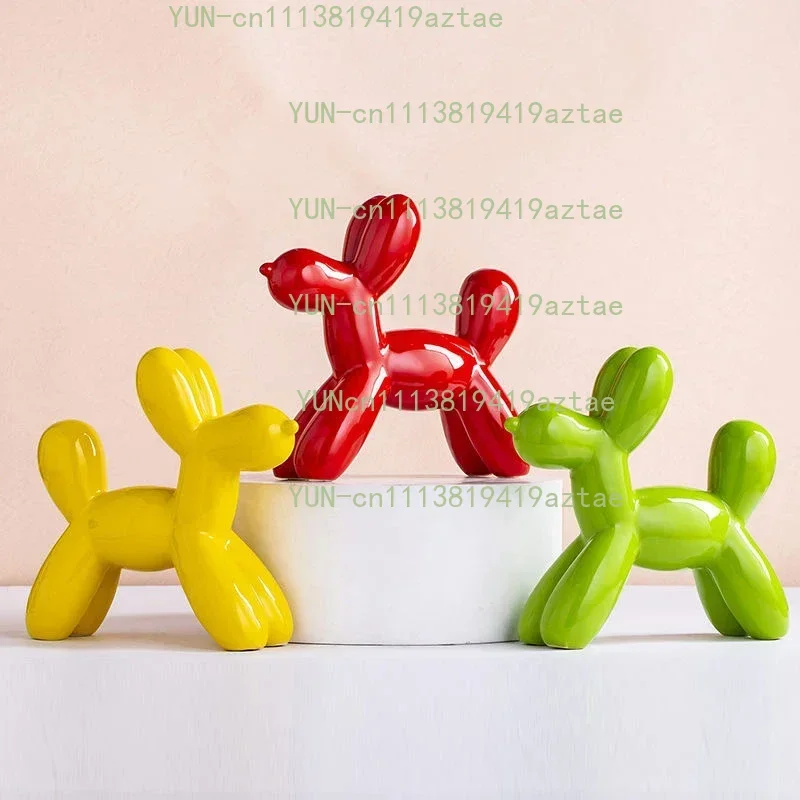 Gloss Shine Effect Balloon Dog Crafts Resin Sculpture Home Decor Nordic Home Decoration Accessories Creative Gift Animal 22x21cm