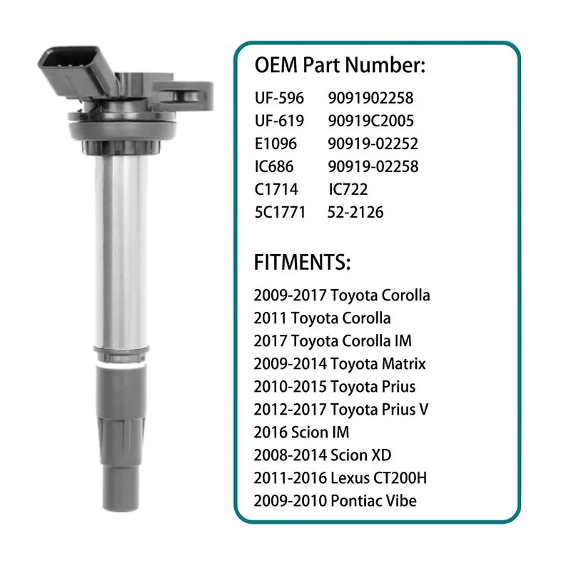 High Quality Denso Ignition Coil OEM 90919-02252 For Toyota Prius Corolla 1.8L