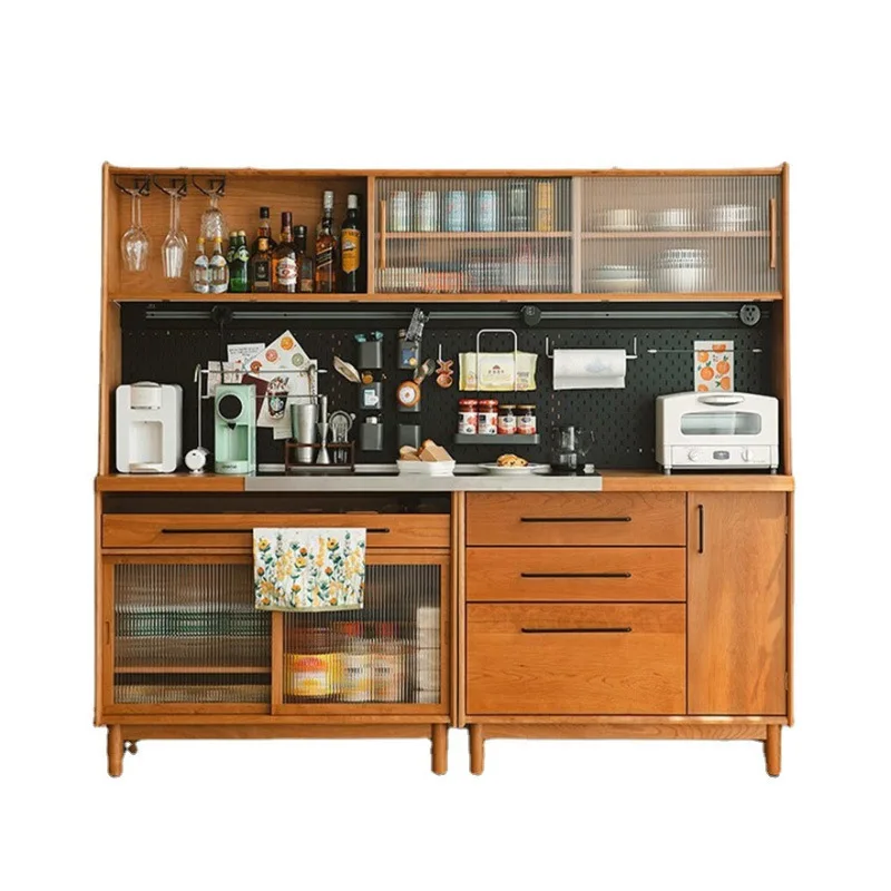 

Solid wood dining side cabinet Japanese style cherry hole board storage kitchen wall win