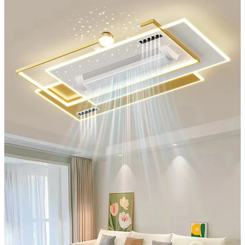 Modern ceiling fan with integrated lighting remote control, 3 color modes, silent operation