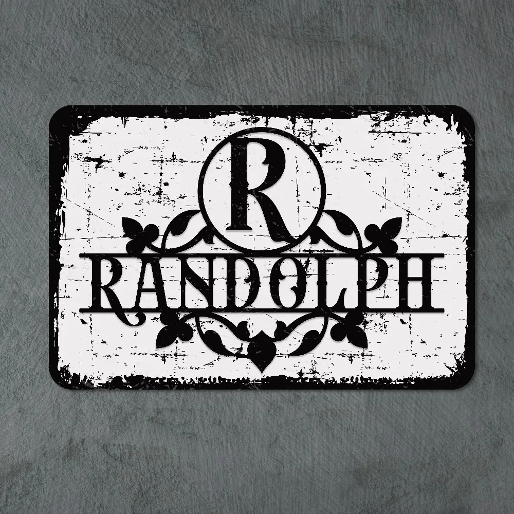 CIFbuy Personalized Monogram Metal Sign, Custom Vintage Distressed Floral Wall Ornament