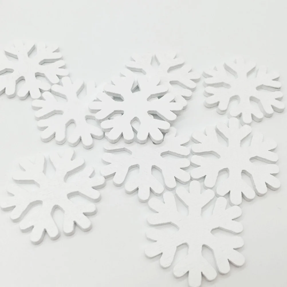 100pcs Christmas Mini Snowflake Wooden White Snow Flake Craft Christmas Decoration Supplies wooden snowflake