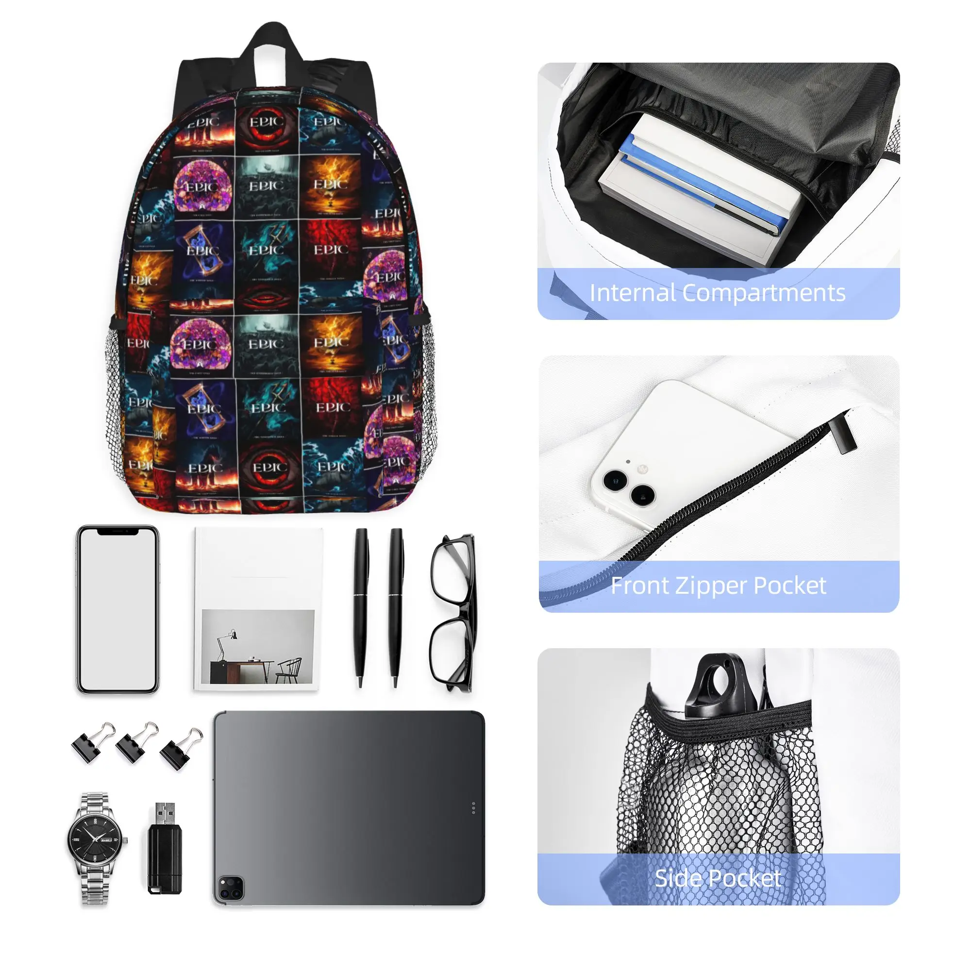 Epic the Musical Saga Covers Backpack Hot Sale Daypack Large Capacity Boys Girls BookBag Shoulder Bags for Men Women School Bag