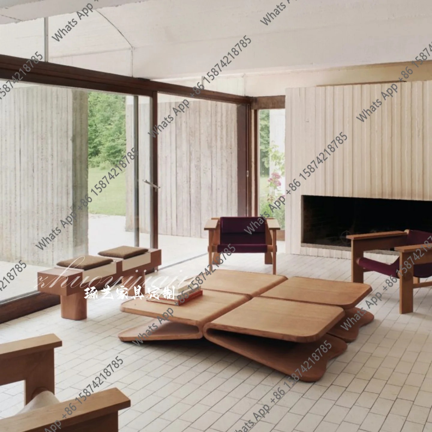 

Medieval style solid wood art strip surprise quiet wind living room sofa cloakroom shoe changing stool bedroom end stool