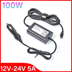 100W 12V-20V Universal Car Charger USB-C PD 5V 9V 12V 15V 3A 20V 5A Laptops Tablets FOR LENOVO HP DELL ASUS