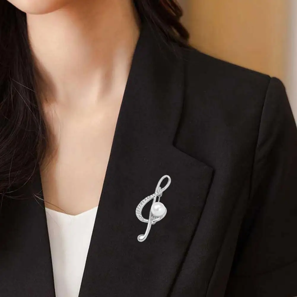 Bag Decoration Brooch Versatile Accessory Pin Musical Note Brooch Pin with Imitation Pearls Rhinestone for Dress for Mother