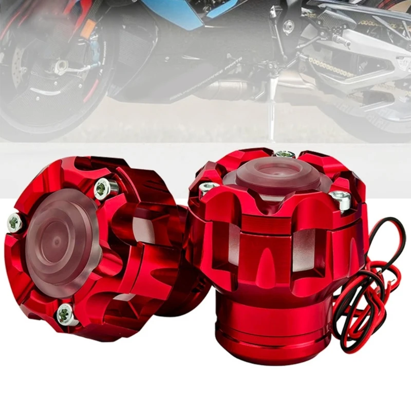 H3CE Universal Motorcycle Fork Crash Protector With Builtin LED Light For Enhanced Night Visibility And Metal Construction