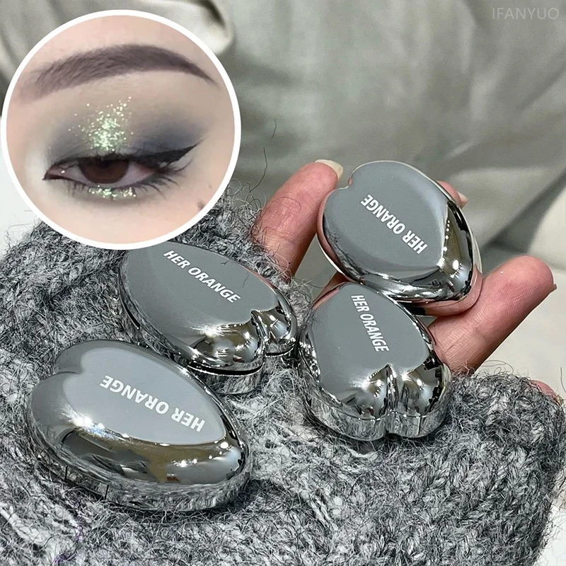 Camaleão fumado verde sombra metálica perolada glitter sombra de olho placa diamante iluminando destaque maquiagem dos olhos cosméticos