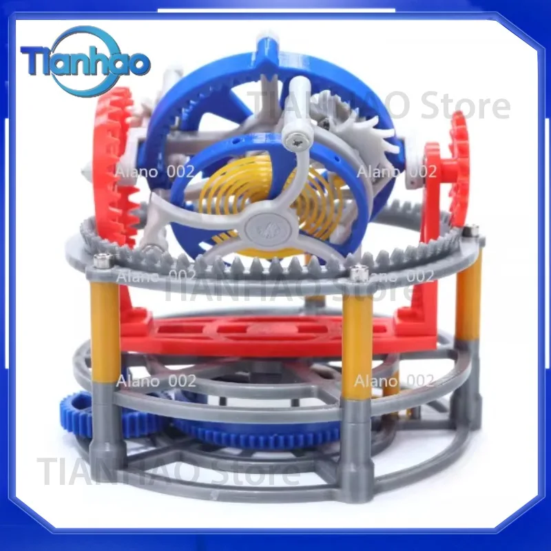 3D Printed Tourbillon Model Mechanical Pendulum Clock Internal Structure Principle DIY Clockwork Power Ornament for