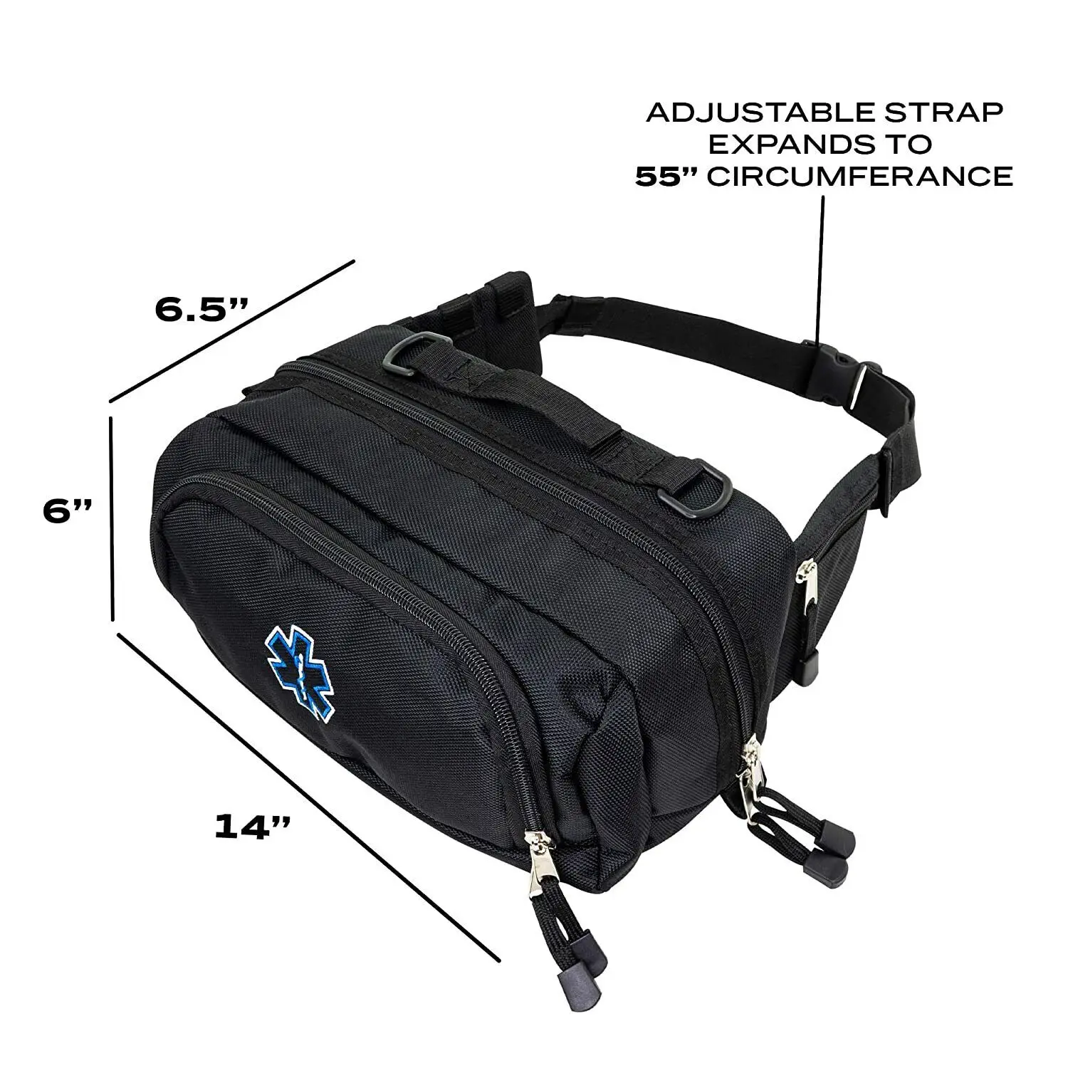 Empty First Aid Fanny Pack Kit EMS Paramedic Medical Supplies Black Waist Bag