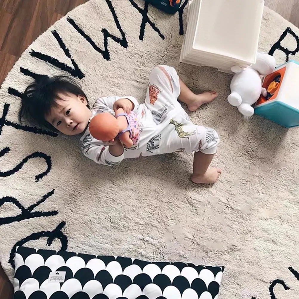 Creative Nordic Style Children's Carpet Nonslip Floor Mat Round Baby Play Crawl Rug Small Area Rug Chic Living Room Decor