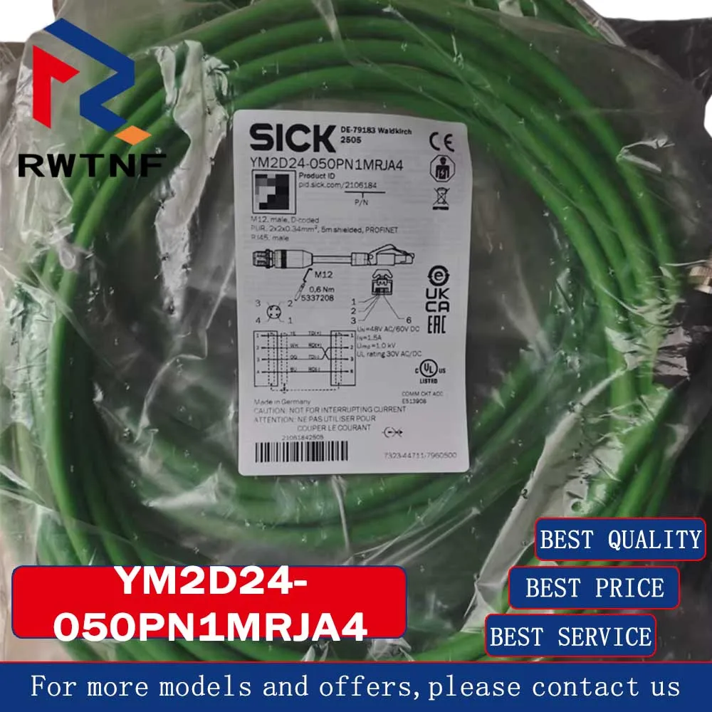 

Brand New Genuine YM2D24-050PN1MRJA4 SICK Order number 2106184; Ethernet communication cable.,100% original warehouse stock
