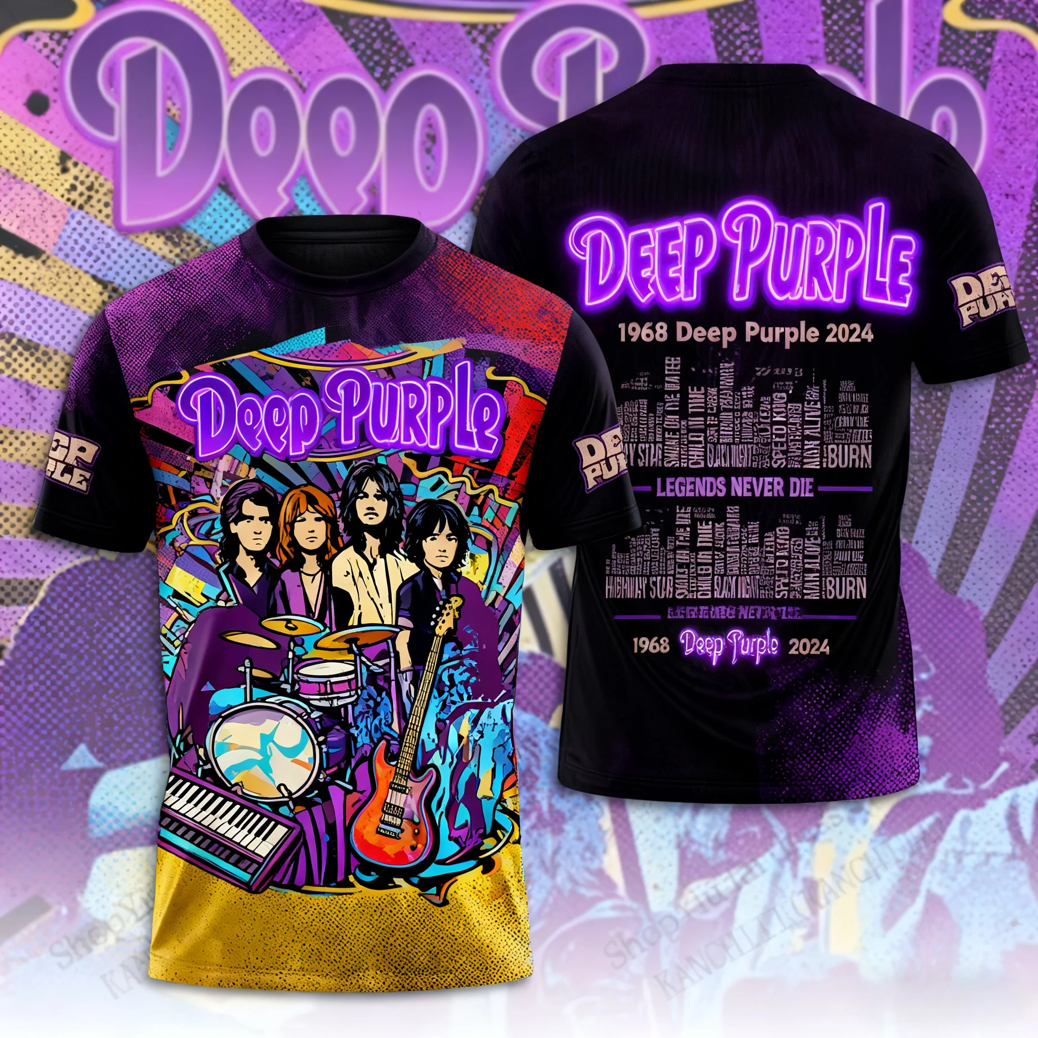 Rock Deep Purple Band T-Shirts 3D Print Men Women Short Sleeve