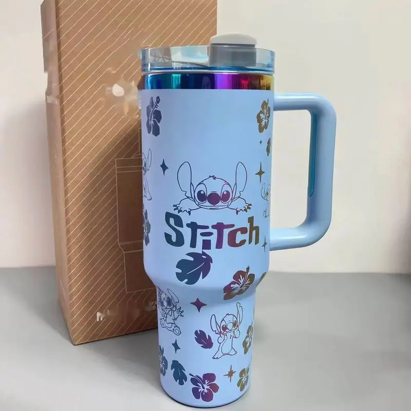 Stitch 40oz 304 copo de carro de aço inoxidável com canudo para crianças estilo americano isolado portátil copo veículo-montado brinquedo presente