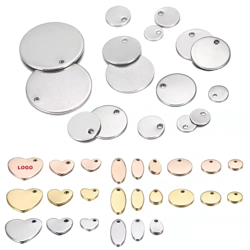 10-50 pcs/lot 6-30mm encantos de aço inoxidável rodada de estampagem em branco dog tag pingentes para colares diy jóias fazendo descobertas