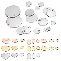 10-50 pièces/lot 6-30mm charmes en acier inoxydable estampage rond blanc chien étiquette pendentifs pour bricolage colliers fabrication de bijoux résultats