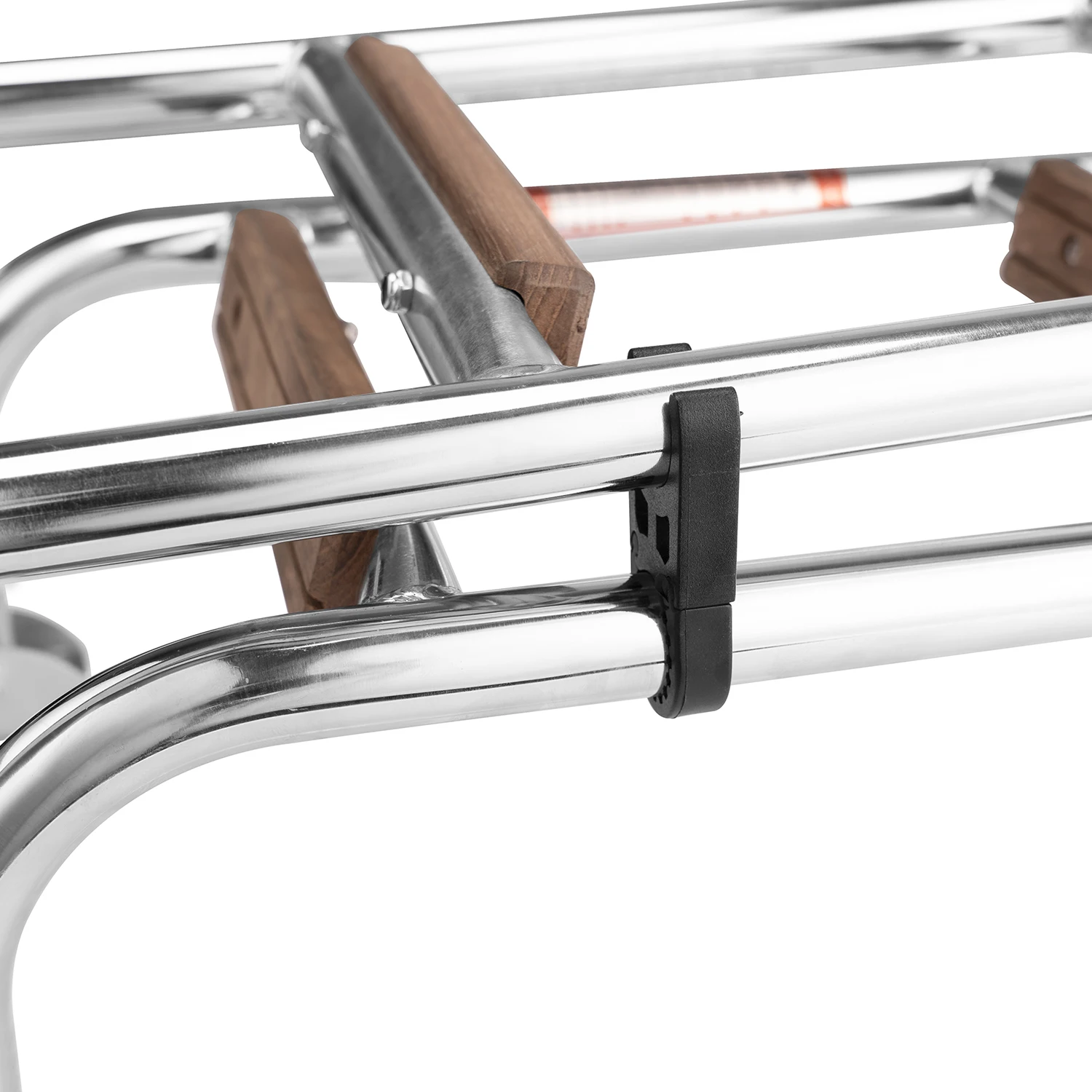 STLF HANSE MARINE Stainless Steel 3 - 5 Steps Folding Ladder with Teak Wood Steps Boat Ladder Hardware for Boat Yacht