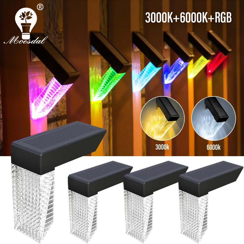 

LED Solar Wall Lights RGB Waterproof Outdoor Solar Deck Lights Steps Pool Fences Stair Railings Patio Garden Decorative Lights