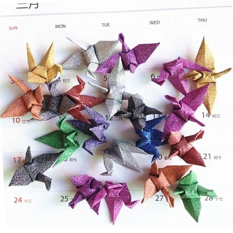 50pcs 10*10cm  Birthday Valentine's Day Gift Pure Color Origami Handmade Paper Heart Mix Colors Romantic for Lovers