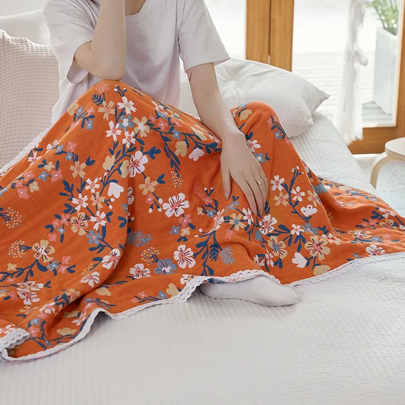 Boho Bath Towels Luxury Floral Bath Towels Beach Towels, Blue 100% Cotton Farmhouse Decorative Blanket Bathroom Towels