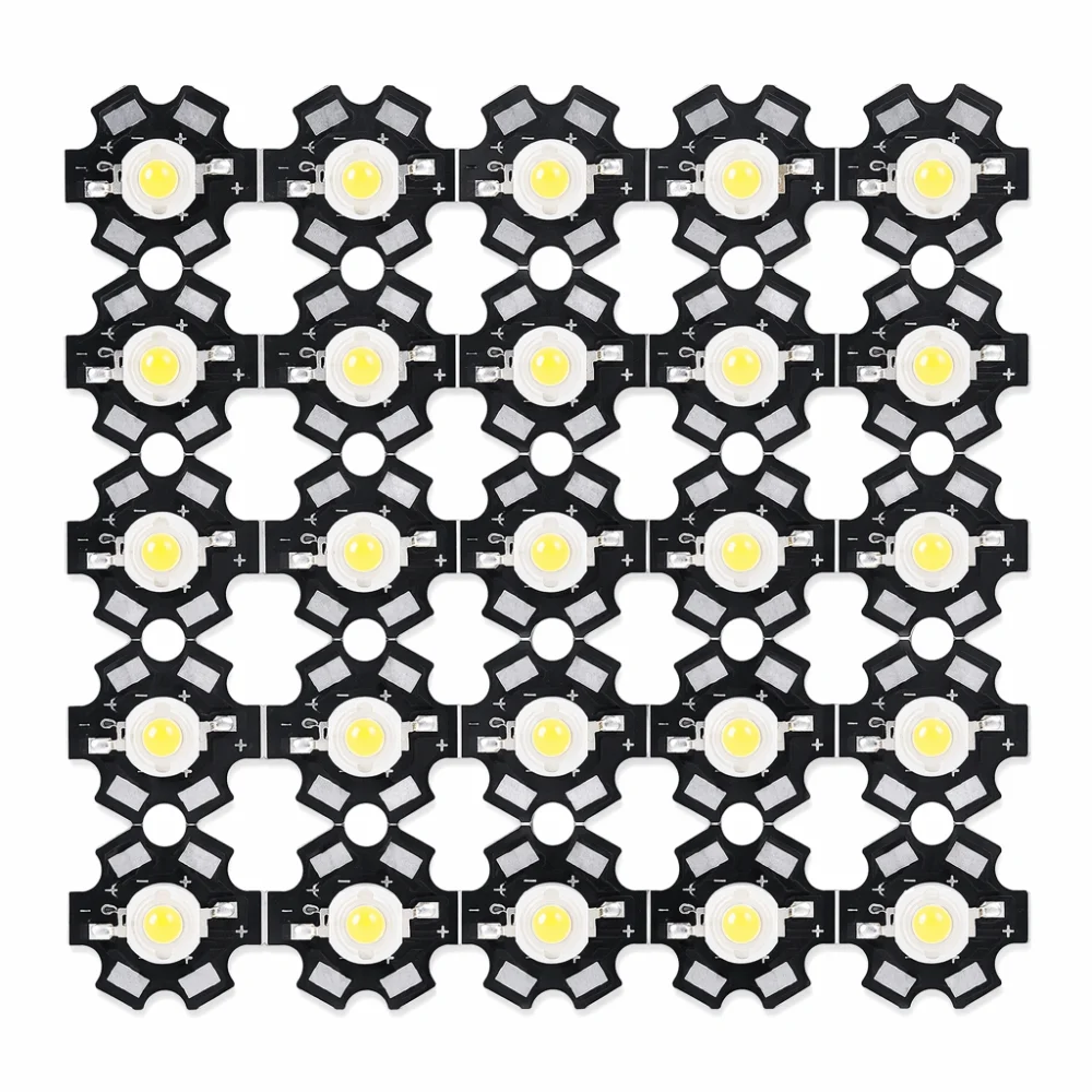 25PCS Easy Aluminum Base LED Chip 1W 3V High Power LED LED Bead DIY Lighting