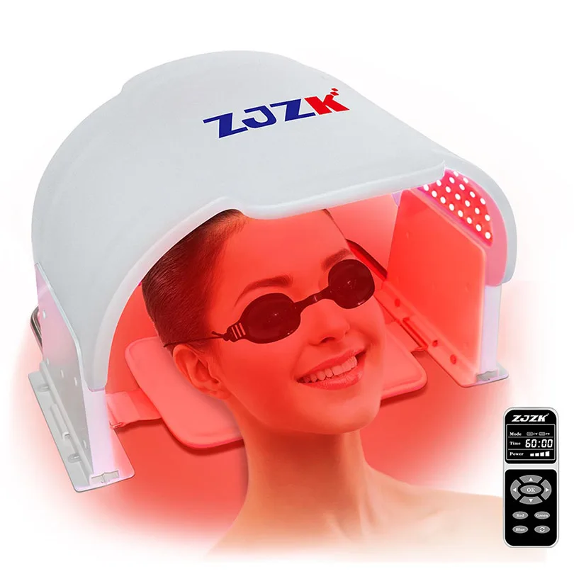 ZJZK Led Light Therapy Mask for Face and Neck Beauty Care Device 990 Beads 7 Colors for Skin Care Rejuvenation Blemish Removal