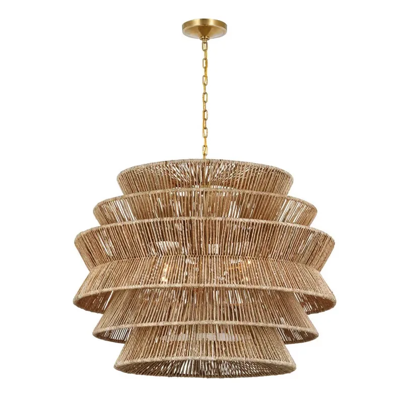 

Weaving living room dining room chandelier retro homestay aisle bar decoration