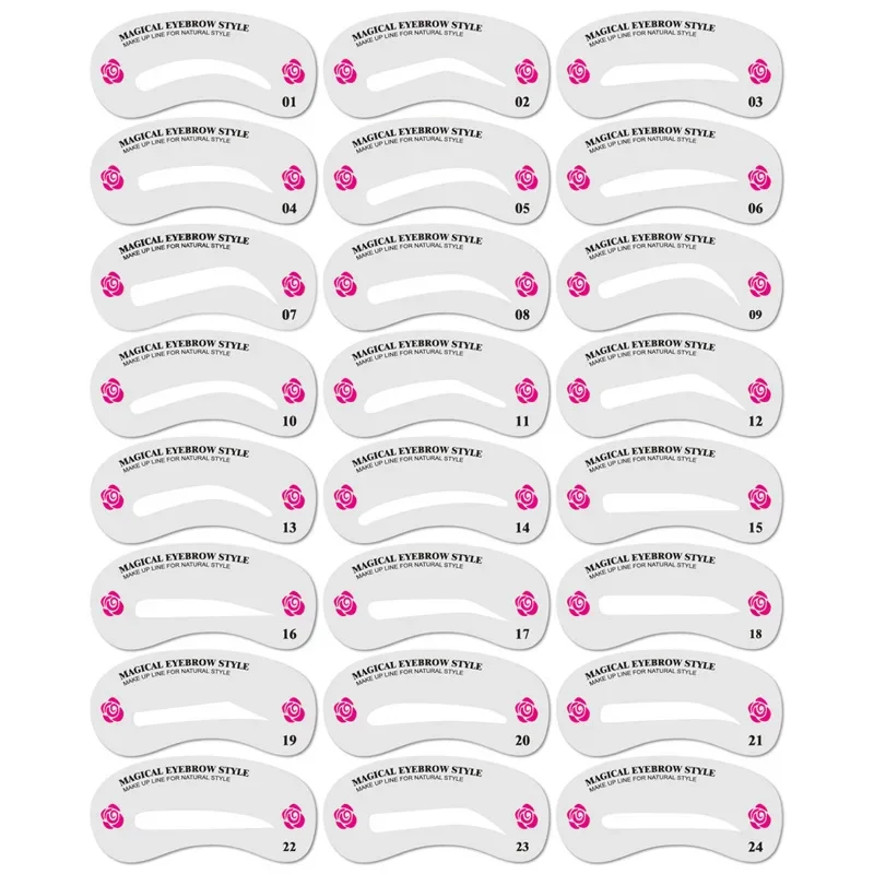 24 stks Vrouwen Oogmake-up Stencils Wenkbrauw Sjabloon Grooming Kit Shaper Sjabloon DIY Make-Up Schoonheid Accessoires