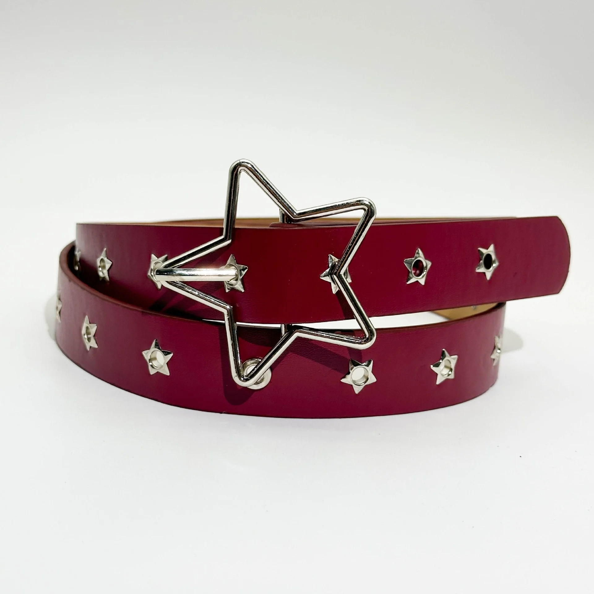 Y2K Punk Star Eyelet Black Rivet Belt