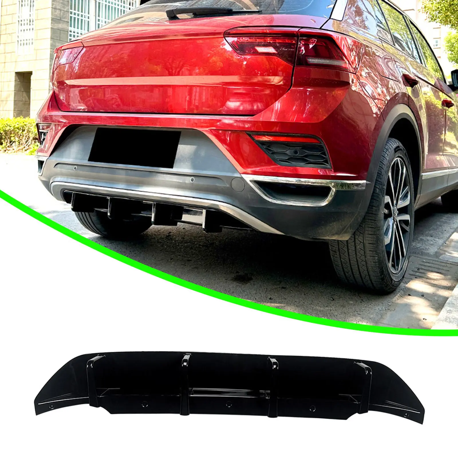 شفة ممتصة للصدمات خلفية سبويلر ناشر لامع أسود سفلي الستارة الخارجية حماية السيارات لشركة فولكس فاجن T-Roc الإصدار القياسي 2018-2022