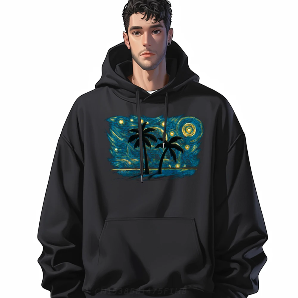 

Retro Vintage Style Palm Tree Polyester Graphic Tees Man Vintage Pullover Hoodies Leisure Man Hooded Shirt