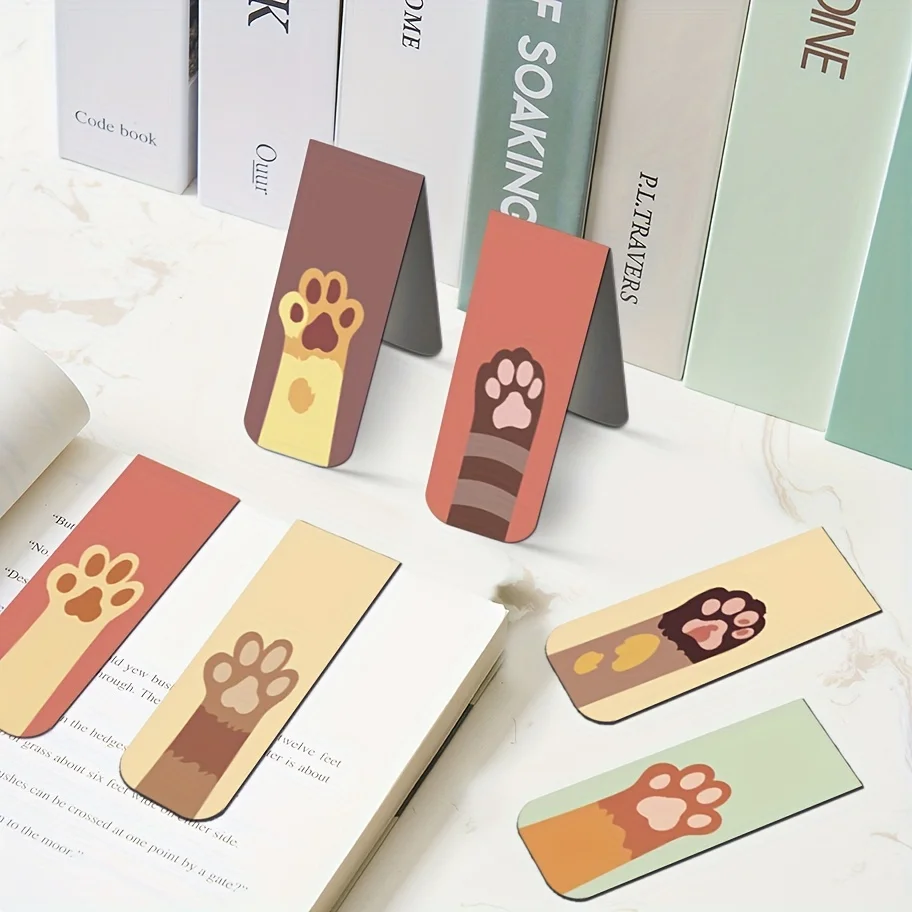 12pcs Magnetic Bookmarks, Cat Paws, Magnetic Page Markers, Various Bookmark Collections For Students To Read