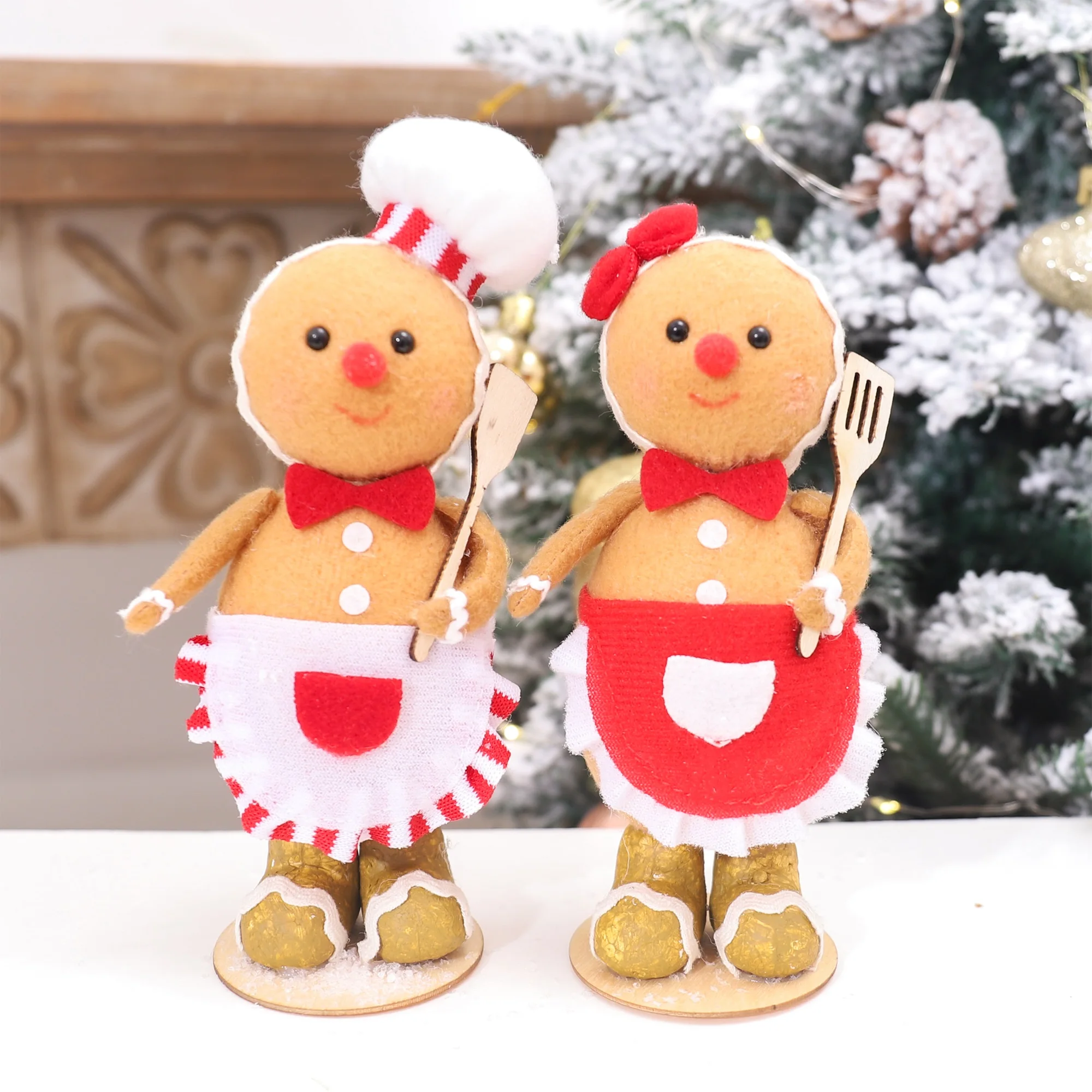 رجل الزنجبيل القطيفة كوكي الزنجبيل جليسة الشيف الزنجبيل رجل عيد الميلاد الحلي السنة الجديدة زينة الحفلات إمدادات المنزل