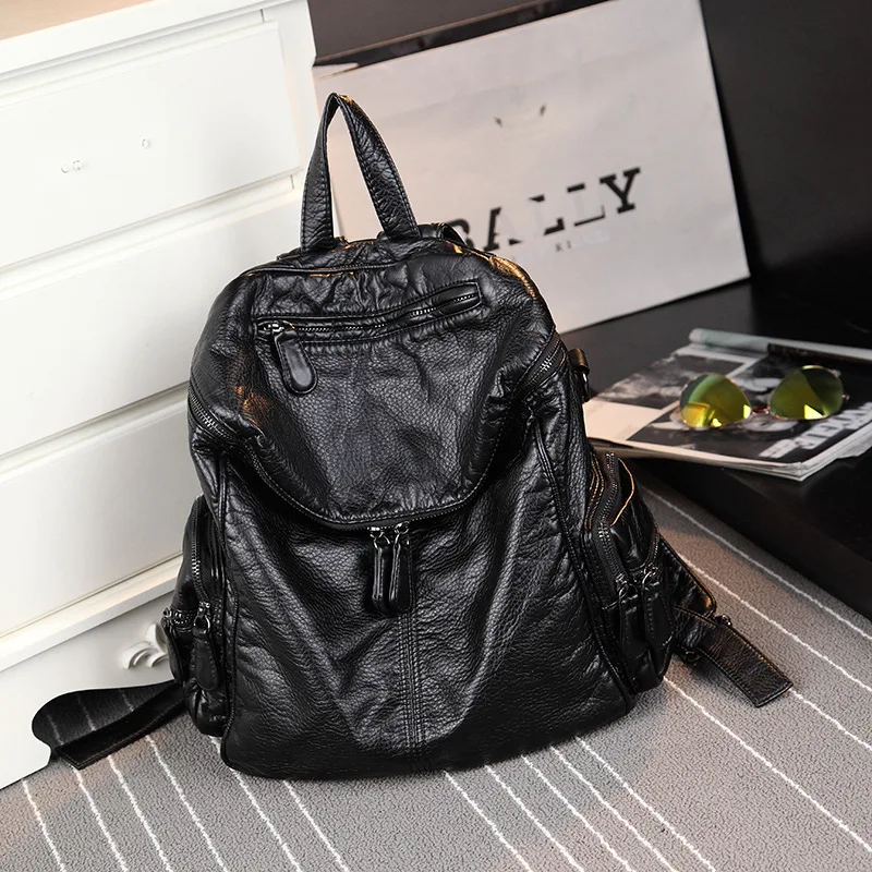 Fashion Women Backpacks Soft PU Leather Female Travel Bags Versatile High Capacity Travel Backpack for Women