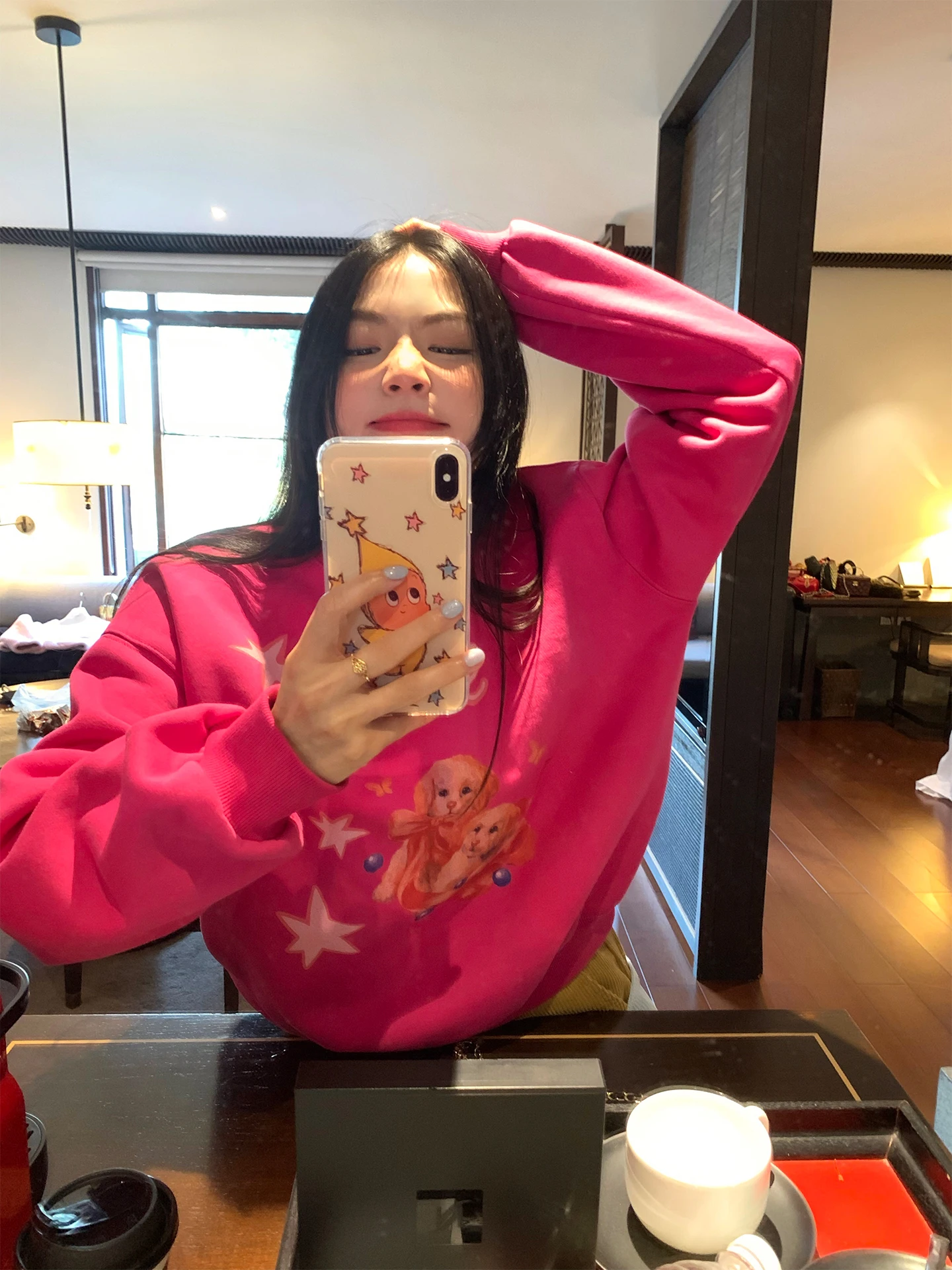 

Женская толстовка с капюшоном, розово-красная, модный дизайн, новинка весны, вязаная, с длинным рукавом, круглым вырезом, повседневная, приталенная, для женщин