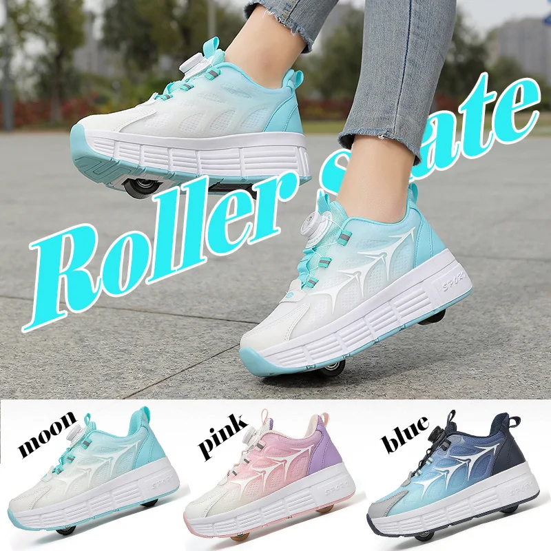 

Kids Roller Skate Shoes Deformable Wheels For Running And Skating Boys And Girls 2-Wheel Inline Skate Shoes
