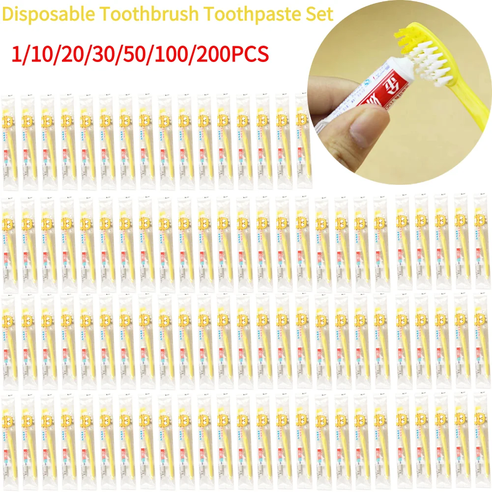 

Disposable Portable Toothbrush Toothpaste Sets Independent Packing Wash Gargle Suit Clean Tool For Travel Hotel Bathroom Train