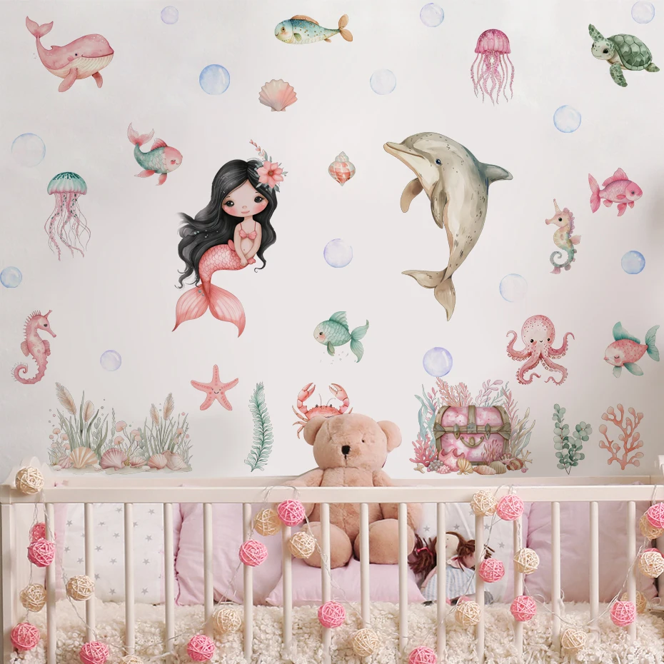 Niedliche Cartoon-Meerjungfrau – Baby Nursery Decor Girl Bewertung und Preis