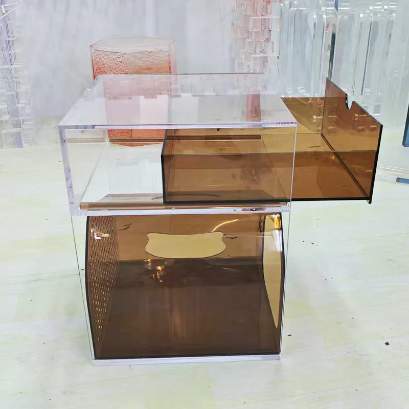Mesita de noche italiana con forma de nido para gatos, acrílico de estilo moderno, muebles personalizados para mascotas, esquina creativa compartida de unos lados