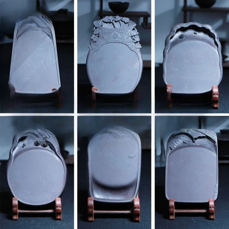 Inkstone brush calligraphy study four treasures rough stone fine carving handmade end inkstone gift box