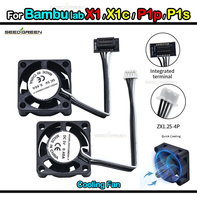 

Для Bambu Lab X1/X1C P1P/P1S металлический Hotend с охлаждающим вентилятором 0,2/0,4/0,6/0,8 мм обновление 3D-принтера закаленная латунная медная насадка