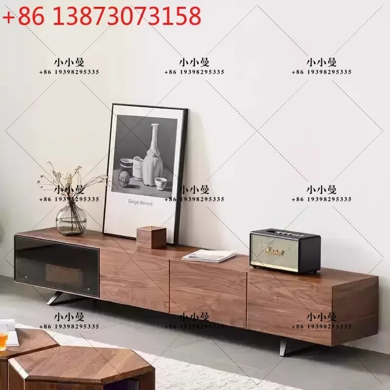 Black walnut Italian minimalist solid wood log living room audio-visual cabinet